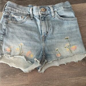 Levi's Floral Embroidered Denim Cut-off Shorts
